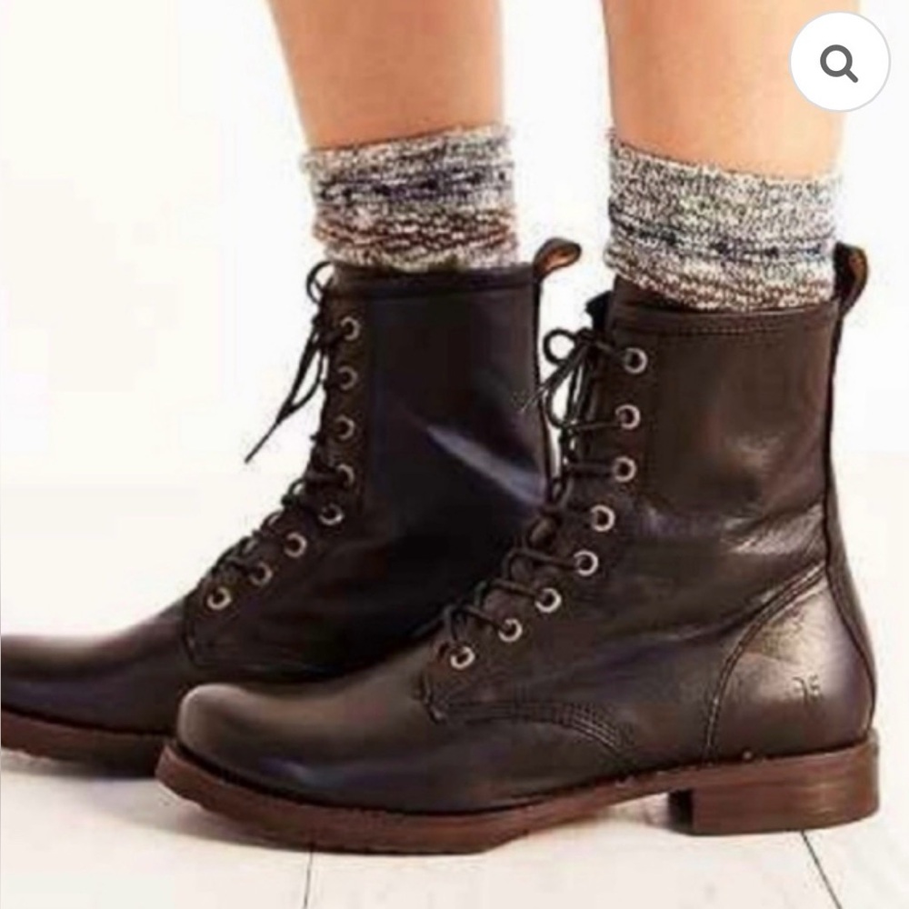 Frye Veronica leather lace up combat boots - Picture 2 of 16